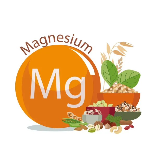 Infografik zeigt Magnesiumgehalt in Quinoa mit 275mg pro 100g im Vergleich zu anderen Getreidesorten